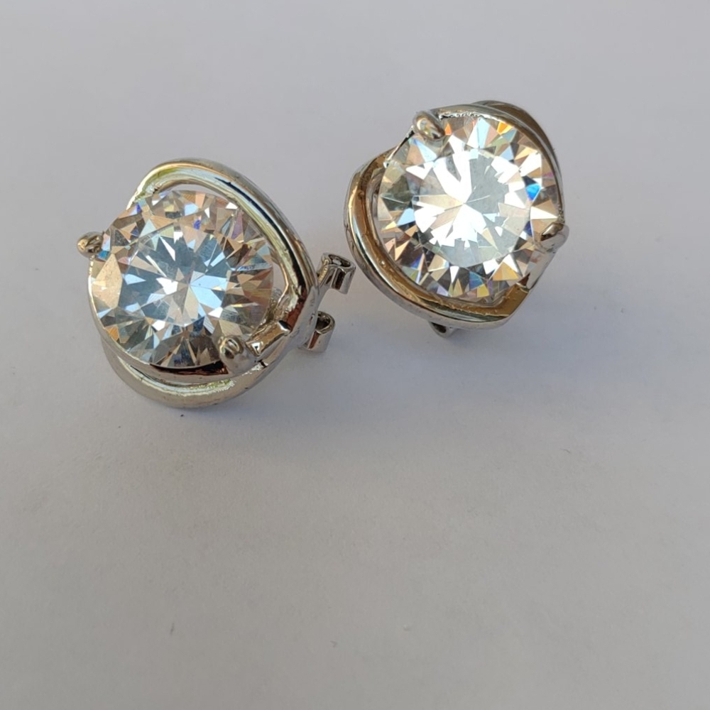 2/$10 or 4/$15 Large Silver Stone Earrings